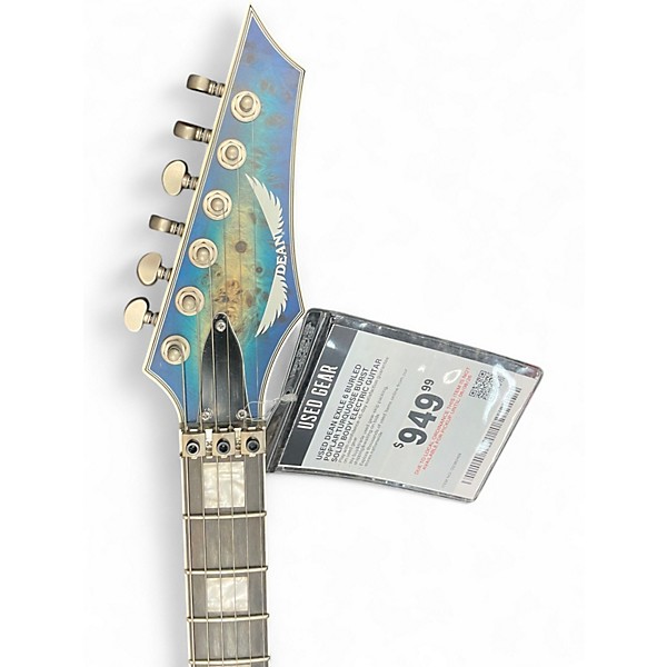 Used Dean Exile 6 Burled Poplar Turquoise Burst Solid Body Electric Guitar