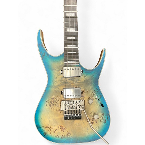 Used Dean Exile 6 Burled Poplar Turquoise Burst Solid Body Electric Guitar