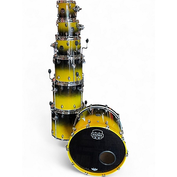 Used Mapex 7 Piece Saturn Studioease 6 Piece Sulphur Fade Drum Kit