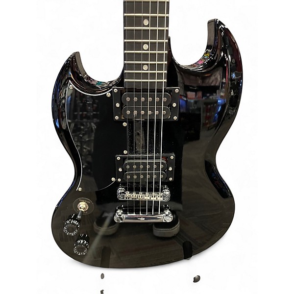 Used Harley Benton DC-200 Black Solid Body Electric Guitar