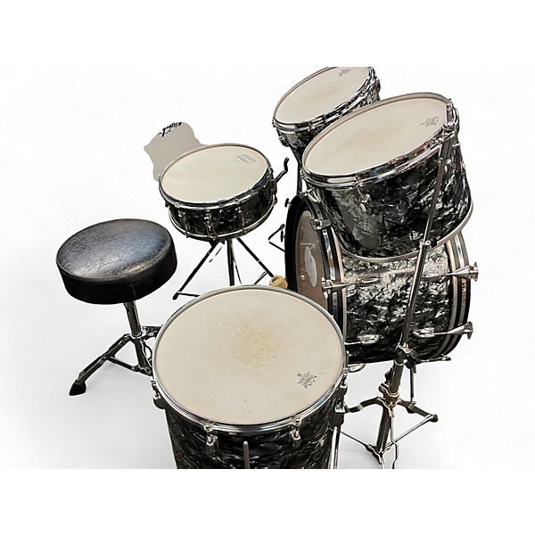 Used 1970s Slingerland 5 Piece Pop Outfit Black Diamond Pearl Drum Kit