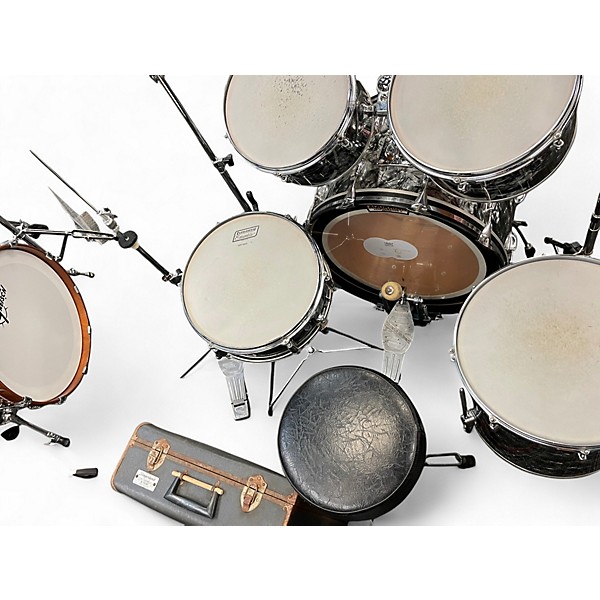 Used 1970s Slingerland 5 Piece Pop Outfit Black Diamond Pearl Drum Kit