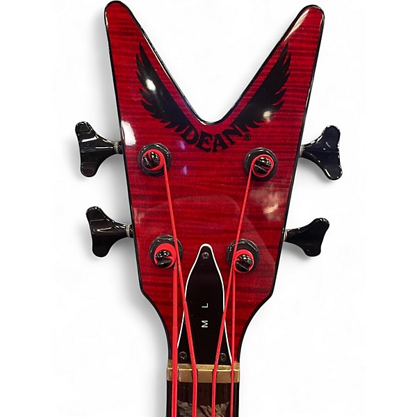 Used Dean ML Bass Trans Red Electric Bass Guitar