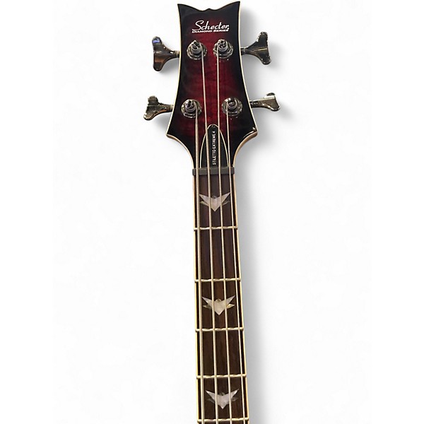 Used Schecter Guitar Research Stiletto Extreme 4 String Burgundy burst Electric Bass Guitar