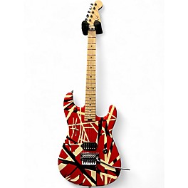 Used EVH Striped Series Red with Black and White Stripes Solid Body Electric Guitar