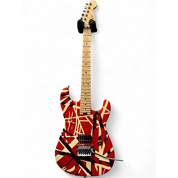 Used EVH Striped Series Red with Black and White Stripes Solid Body Electric Guitar