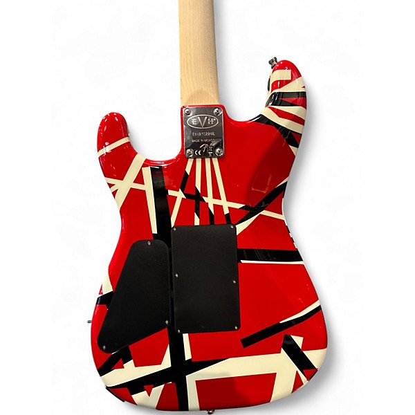 Used EVH Striped Series Red with Black and White Stripes Solid Body Electric Guitar
