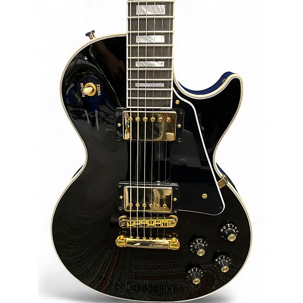 Used 2021 Gibson Les Paul Custom Black and Gold Solid Body Electric Guitar