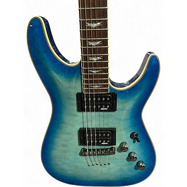 Used Schecter Guitar Research Omen Extreme 6 Ocean Blue Burst Solid Body Electric Guitar