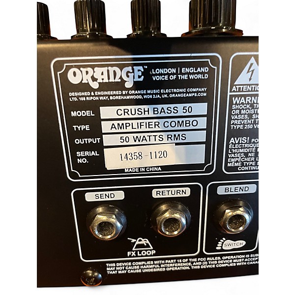 Used Orange Amplifiers CRUSH BASS 50 Bass Combo Amp