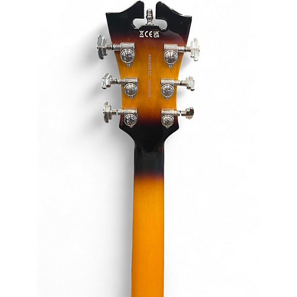 Used D'Angelico Premier Series DC 3 Tone Sunburst Hollow Body Electric Guitar
