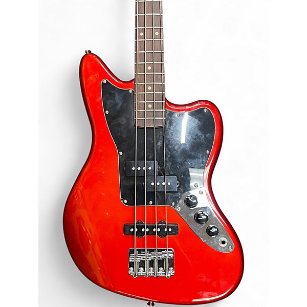 Used 2014 Squier Short Scale Vintage Modified Jaguar Candy Apple Red Electric Bass Guitar