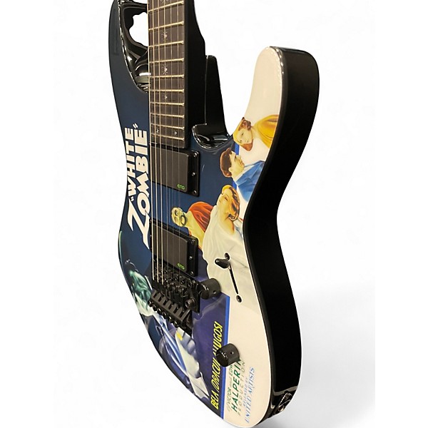 Used ESP LTD Kirk Hammett Signature White Zombie Blue Sapphire Solid Body Electric Guitar