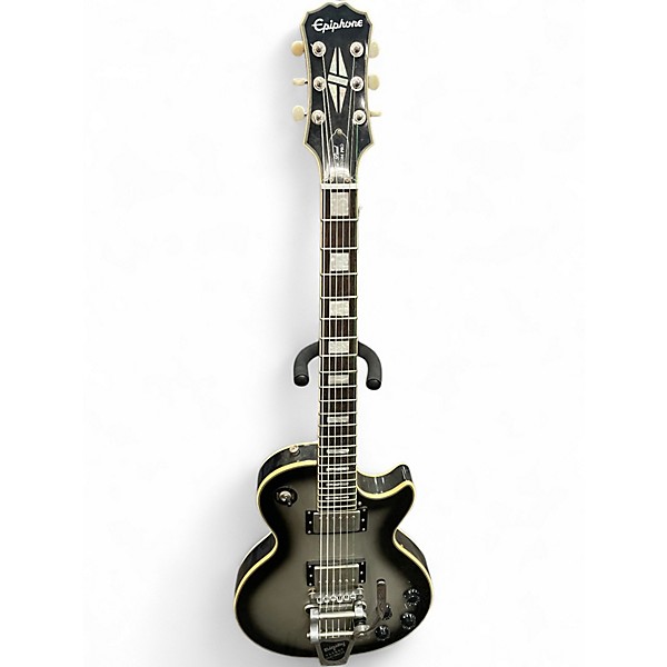 Used Epiphone Les Paul Custom Black and Silver Solid Body Electric Guitar