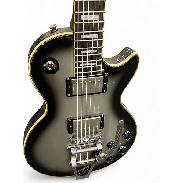 Used Epiphone Les Paul Custom Black and Silver Solid Body Electric Guitar