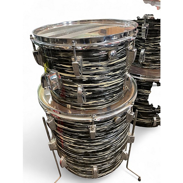 Vintage 1970s Ludwig 5 Piece 5 piece Black Marble Drum Kit