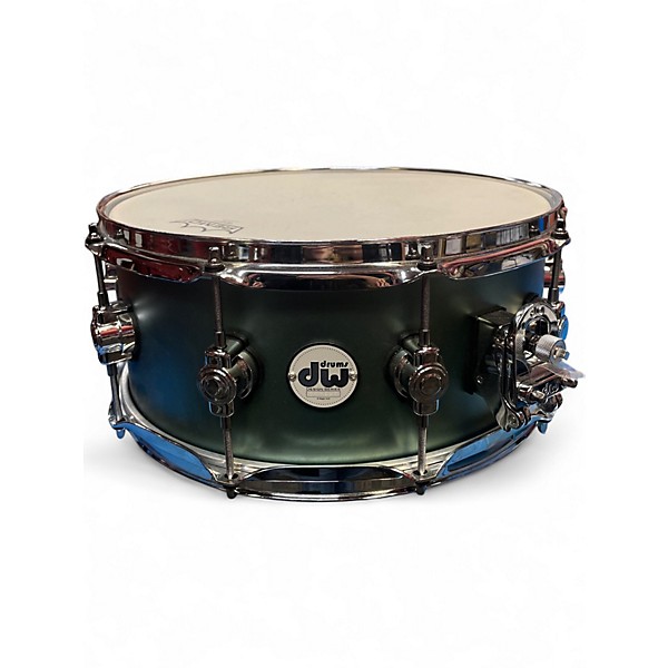 Used DW 4.5X14 Design Series Snare SAGE GREEN METALLIC Drum