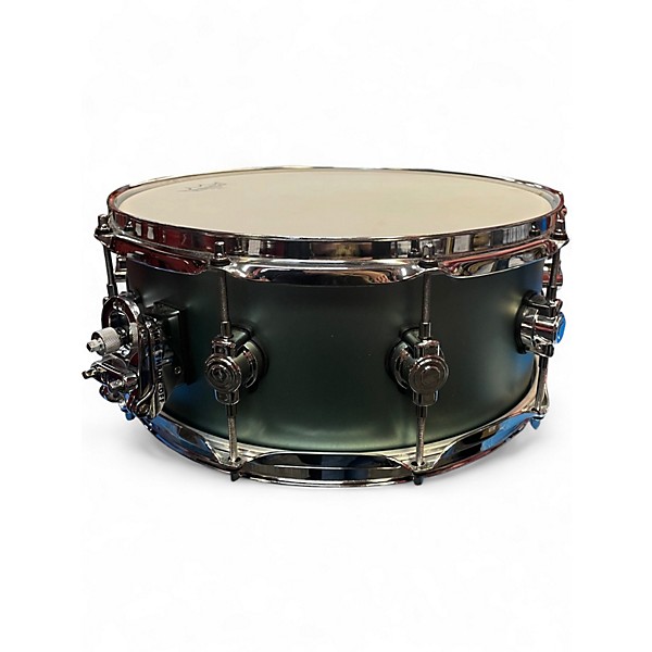 Used DW 4.5X14 Design Series Snare SAGE GREEN METALLIC Drum
