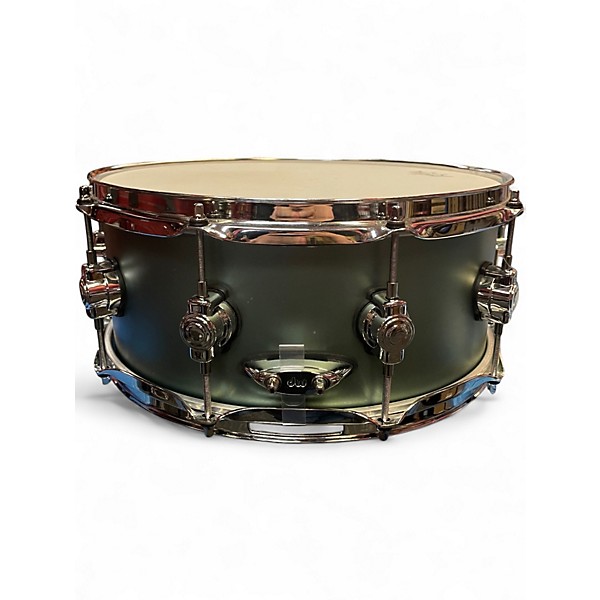 Used DW 4.5X14 Design Series Snare SAGE GREEN METALLIC Drum