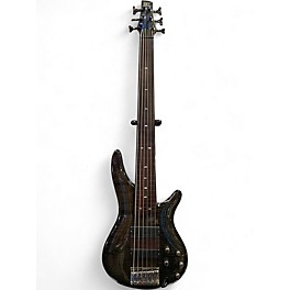 Used Ibanez SR706 FRETLESS Trans Black Electric Bass Guitar