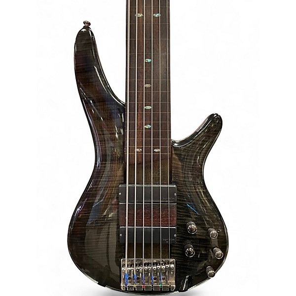 Used Ibanez SR706 FRETLESS Trans Black Electric Bass Guitar