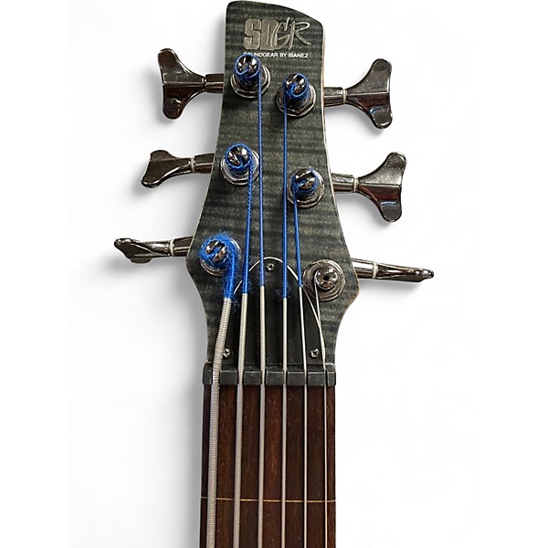 Used Ibanez SR706 FRETLESS Trans Black Electric Bass Guitar