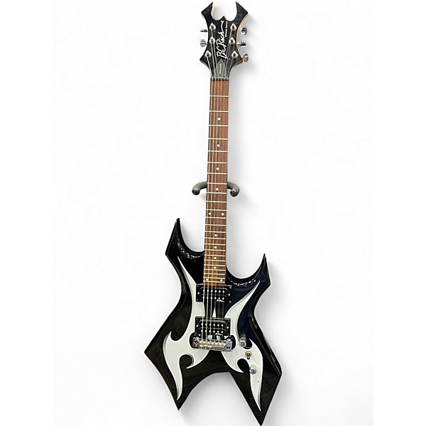 Used B.C. Rich Bronze Series Warlock Black and White Solid Body Electric Guitar