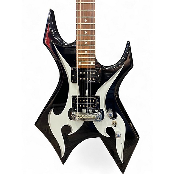 Used B.C. Rich Bronze Series Warlock Black and White Solid Body Electric Guitar