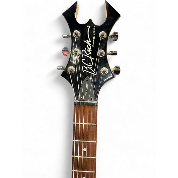Used B.C. Rich Bronze Series Warlock Black and White Solid Body Electric Guitar