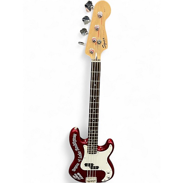 Used Squier Affinity Precision Bass Candy Apple Red W/ Stickers Electric Bass Guitar