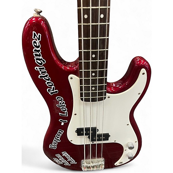 Used Squier Affinity Precision Bass Candy Apple Red W/ Stickers Electric Bass Guitar