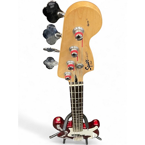 Used Squier Affinity Precision Bass Candy Apple Red W/ Stickers Electric Bass Guitar