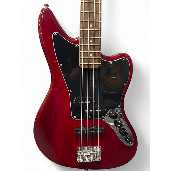 Used Squier Vintage Modified Jaguar Bass Wine Red Electric Bass Guitar