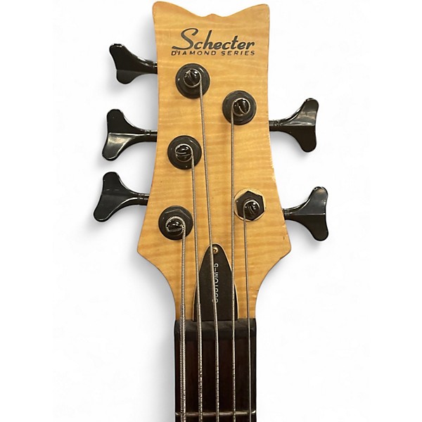 Used Schecter Guitar Research Stiletto Custom 5 String Natural Satin Electric Bass Guitar