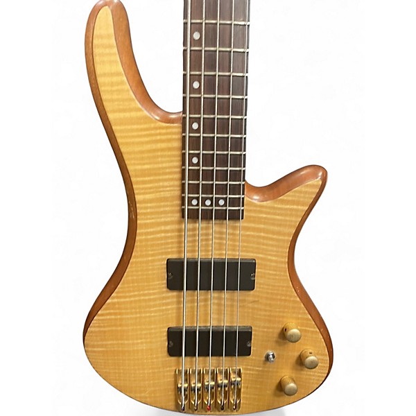 Used Schecter Guitar Research Stiletto Custom 5 String Natural Satin Electric Bass Guitar