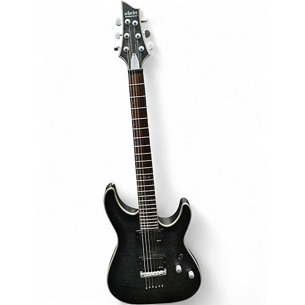 Used Schecter Guitar Research C1 Platinum Trans Black Solid Body Electric Guitar
