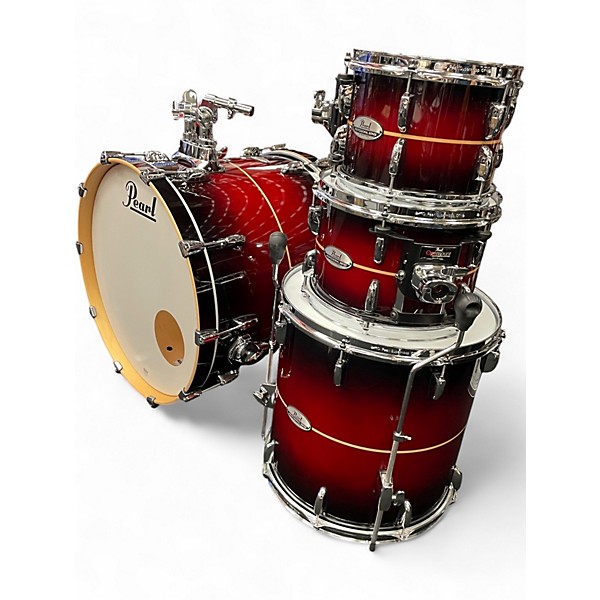 Used Pearl 4 Piece Professional Series Maple Redburst Stripe Drum Kit