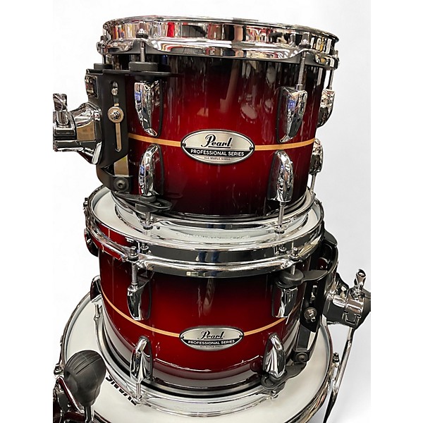Used Pearl 4 Piece Professional Series Maple Redburst Stripe Drum Kit