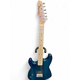 Used Davison Full Size Left Handed Trans Blue Solid Body Electric Guitar