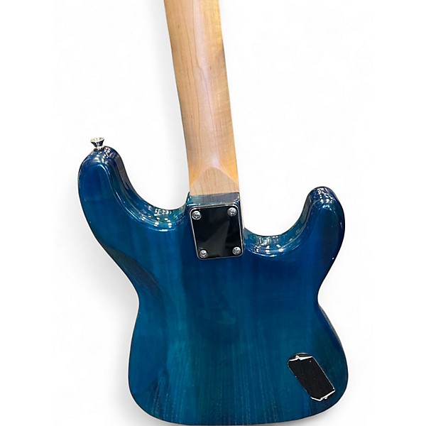Used Davison Full Size Left Handed Trans Blue Solid Body Electric Guitar
