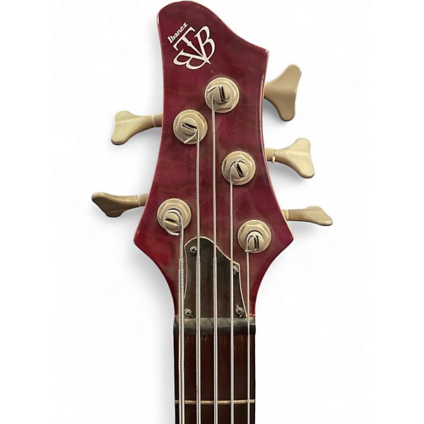 Used Ibanez BTB405e 5 String Trans Crimson Red Electric Bass Guitar