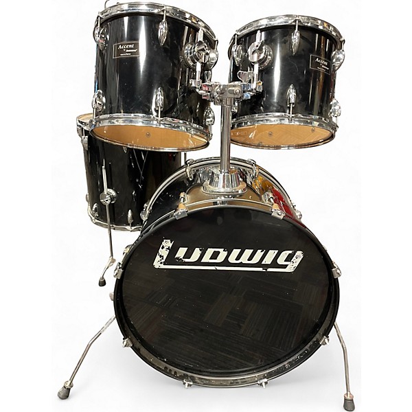 Used Accent By Ludwig 4 Piece 4 Piece Shell Pack Black Drum Kit