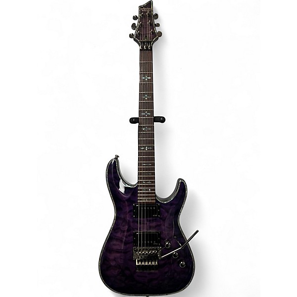 Used Schecter Guitar Research Hellraiser C1 Floyd Rose Trans Purple Solid Body Electric Guitar