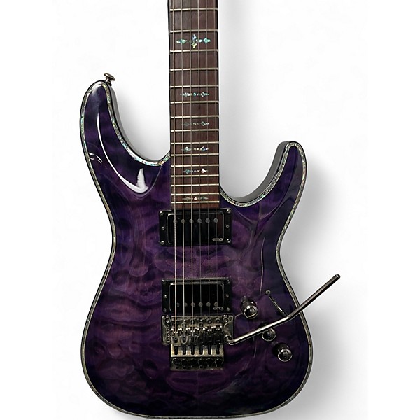 Used Schecter Guitar Research Hellraiser C1 Floyd Rose Trans Purple Solid Body Electric Guitar