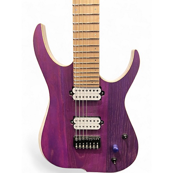 Used Skervesen Raptor 7 Trans Purple Trans White Solid Body Electric Guitar