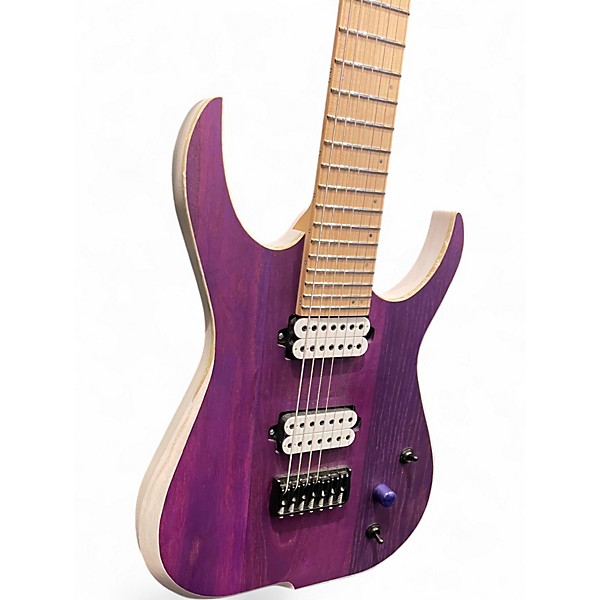 Used Skervesen Raptor 7 Trans Purple Trans White Solid Body Electric Guitar