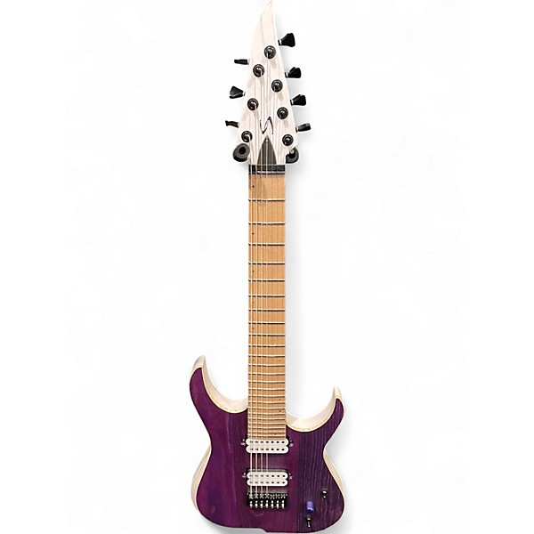 Used Skervesen Raptor 7 Trans Purple Trans White Solid Body Electric Guitar