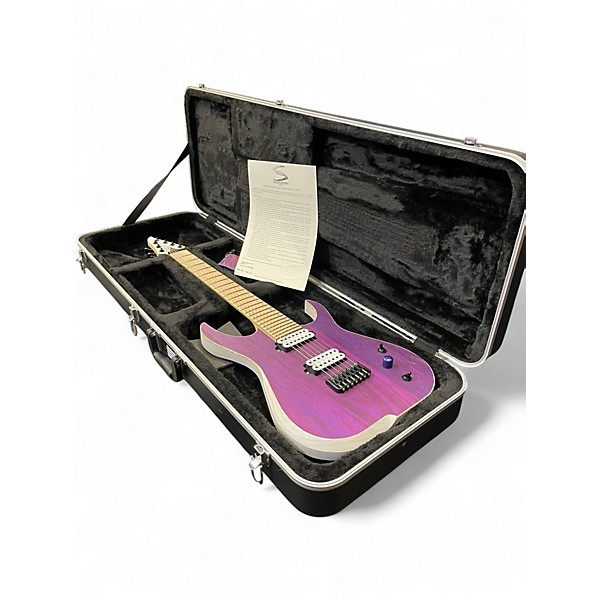 Used Skervesen Raptor 7 Trans Purple Trans White Solid Body Electric Guitar