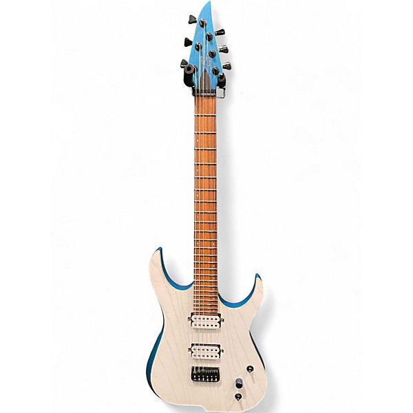 Used Skervesen Raptor 6 Trans White Trans Teal Solid Body Electric Guitar