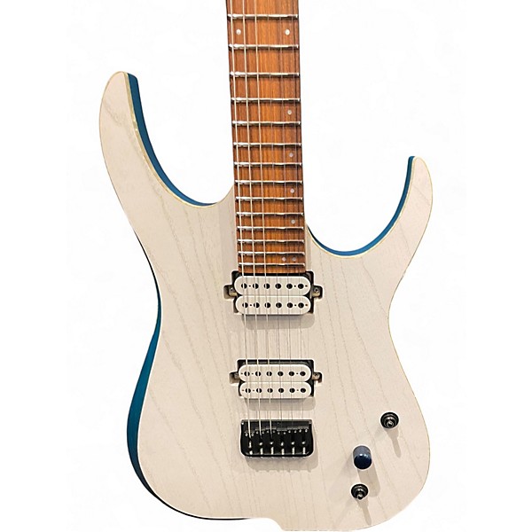 Used Skervesen Raptor 6 Trans White Trans Teal Solid Body Electric Guitar